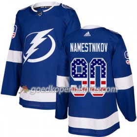 Tampa Bay Lightning Vladislav Namestnikov 90 Adidas 2017-2018 Blauw USA Flag Fashion Authentic Shirt - Mannen